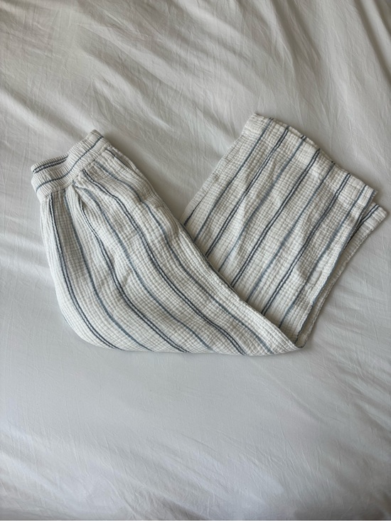 Madewell Pants - Madewell White & Blue Striped Gauze Wide Leg Pants – Size XXS